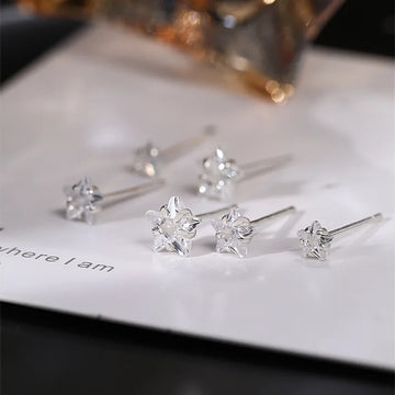 DAIIIBABYYY  -  4/5/6mm Mini Zircon Crystal Star Stud Earrings for Women Simple Cute Sleeping Without Wearing Teen Ear Pierced Jewelry Gifts